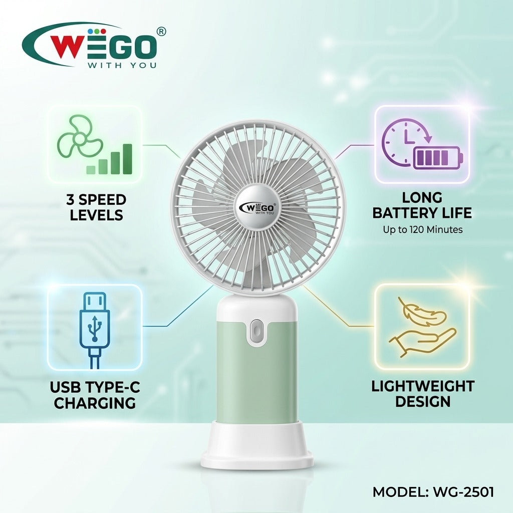 Gadgetrium BreezeGo: Premium Mini Portable Fan (Model WG-2501)